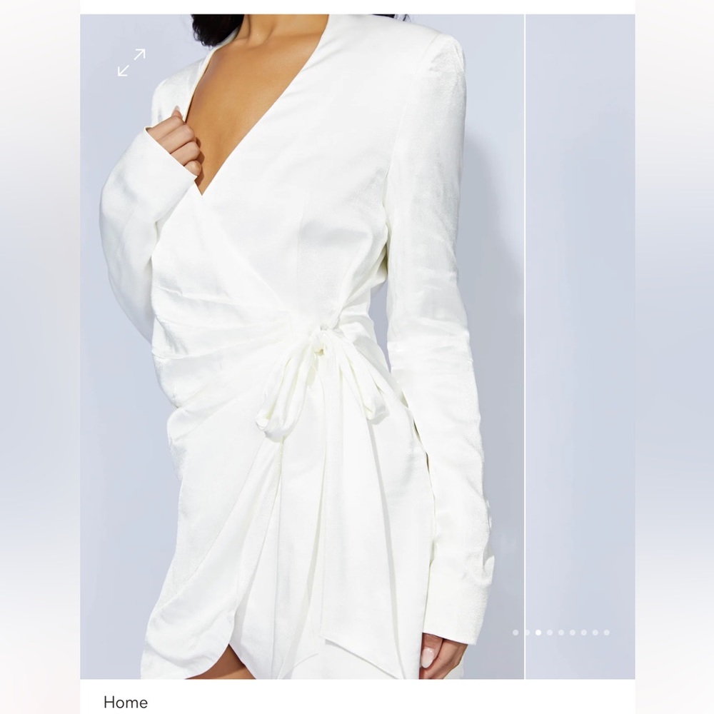 White silky wrap dress - Picture 3 of 5